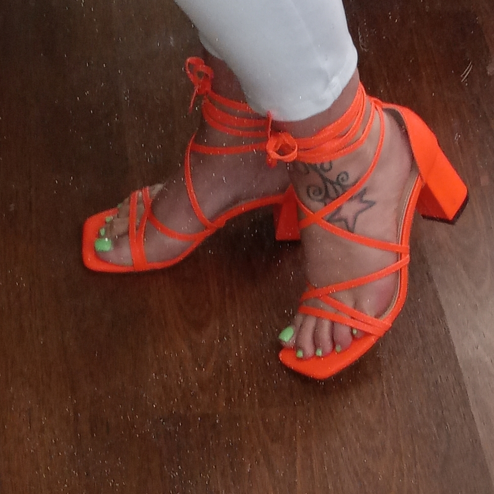 Neon orange sandals